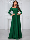 Giffniseti Women'S Solid Color Round Neck Long Sleeve Party Evening Dress-GLW20121