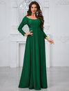 Giffniseti Women'S Solid Color Round Neck Long Sleeve Party Evening Dress-GLW20121