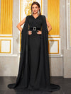 Giffniseti Cloak Sleeve Belted Hooded Formal Dress-MG941