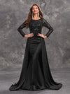 Giffniseti Women's Sexy Black Evening Dress With Shiny Sequins, Long Sleeves And Round Neck-SSW5205