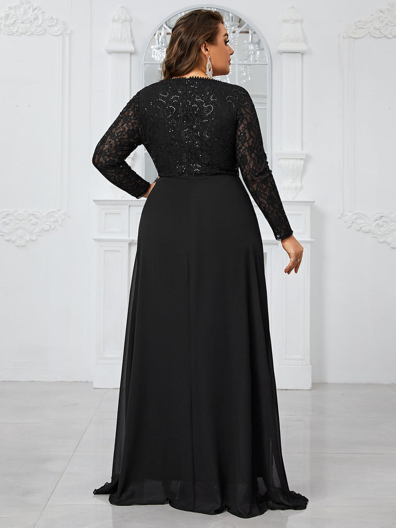 Giffniseti Women'S Plus Size Lace Patchwork Party Evening Dress-FGLW20103