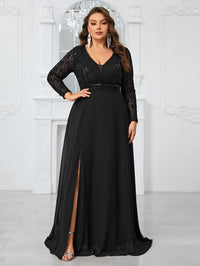 Giffniseti Women'S Plus Size Lace Patchwork Party Evening Dress-FGLW20103