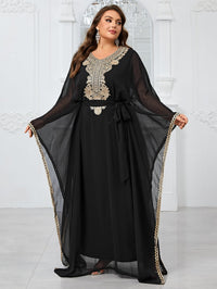 Giffniseti Plus Size Women'S Evening Party Dress With Embroidery Lace And Long Sleeves-FGL20135