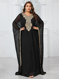 Giffniseti Plus Size Women'S Evening Party Dress With Embroidery Lace And Long Sleeves-FGL20135