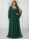 Giffniseti Women'S Plus Size Chiffon Dress With Waist Tie, Slit Sleeves And Pleats For Autumn Evening Party-FMG1070