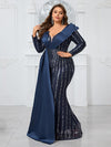 Giffniseti Plus Size Women's Elegant And Sexy Slim Fit Dress With Long Sleeves, Sparkling Sequin Decor And 3d Structure Design-FMGN765