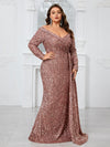 Giffniseti Ladies' Plus Size Glitter Off Shoulder Long Sleeve Elegant Sexy Dress For Evening Party-FMGW480-1