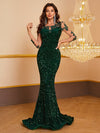 Giffniseti Contrast Sequin Mermaid Hem Sequin Formal Dress-SST2087