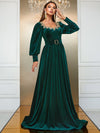 Giffniseti Sweetheart Neck Lantern Sleeve Belted Velvet Dress-SSL6149