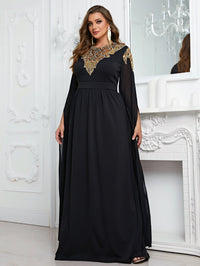 Giffniseti Plus Split Sleeve Sequin Decor Maxi Formal Dress-FPS369