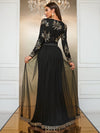 Giffniseti Floral Embroidery Mesh Overlay Formal Dress-MG787