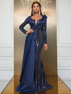 Giffniseti Contrast Sequin Draped Detail Floor Length Formal Dress-MGN765