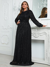 Giffniseti Plus Sequin Mesh Panel Maxi Dress-FMGN767