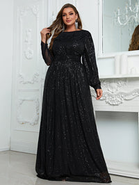 Giffniseti Plus Sequin Mesh Panel Maxi Dress-FMGN767