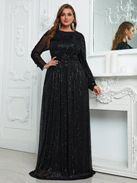 Giffniseti Plus Sequin Mesh Panel Maxi Dress-FMGN767