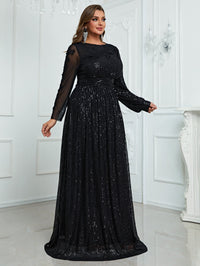 Giffniseti Plus Sequin Mesh Panel Maxi Dress-FMGN767