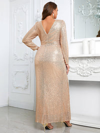 Giffniseti Plus Ruched Sequin Formal Dress-FMGT725