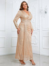 Giffniseti Plus Ruched Sequin Formal Dress-FMGT725