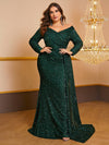 Giffniseti Plus Off Shoulder Sequin Prom Dress-FMGW480