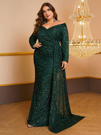 Giffniseti Plus Off Shoulder Sequin Prom Dress-FMGW480