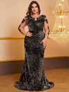 Giffniseti Plus Cold Shoulder Sequin Formal Dress-FSST2087-3