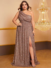 Giffniseti Plus One Shoulder Split Thigh Sequin Prom Dress-FSSW4032